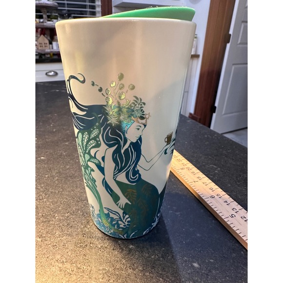 Starbucks Other - Starbucks 2022 Siren Mermaid Iridescent Ceramic Travel Tumbler Mug 12oz  Lid NEW